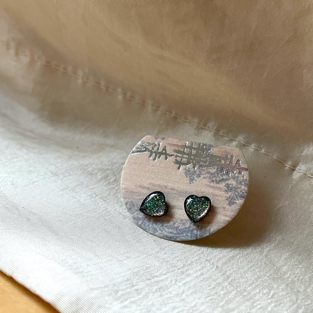 Glittery Heart Earring Studs